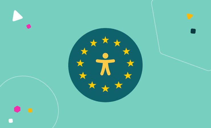 Logo with human figure and stars in a circle, representing accessibility in the EU